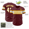 Custom Burgundy White-Gold Authentic Baseball Jersey