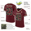 Custom Burgundy Black-Cream Mesh Authentic Throwback Football Jersey