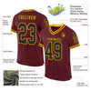 Custom Burgundy Black-Gold Mesh Authentic Throwback Football Jersey