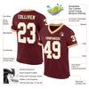 Custom Burgundy White-Old Gold Mesh Authentic Throwback Football Jersey