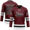 Custom Burgundy Black-White Hockey Lace Neck Jersey