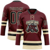 Custom Burgundy Black-Cream Hockey Lace Neck Jersey