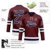 Custom Burgundy Navy-White Hockey Lace Neck Jersey