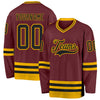 Custom Burgundy Black-Gold Hockey Jersey