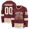 Custom Burgundy White-Old Gold Hockey Jersey