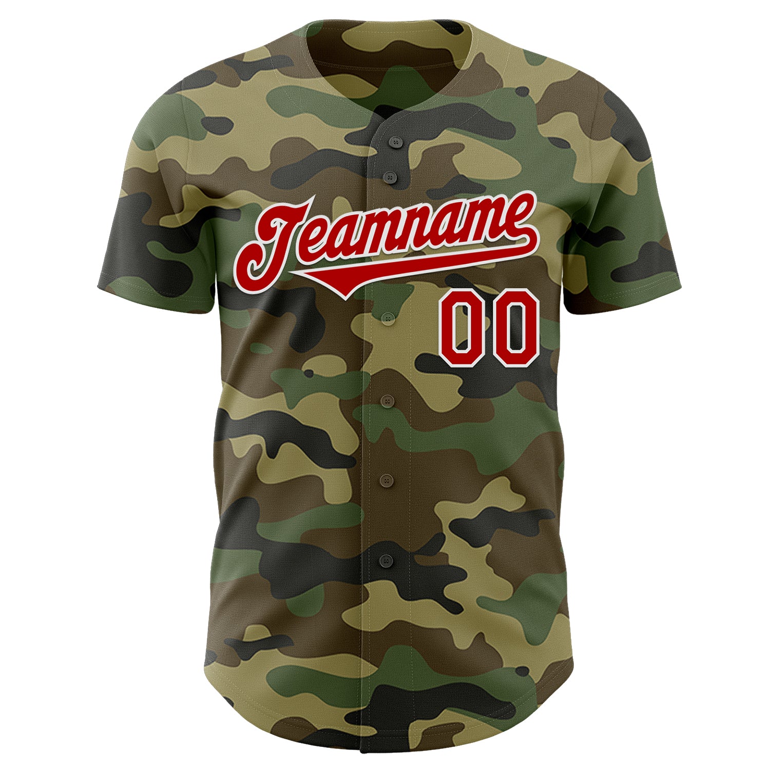 Custom Camo Red-White Authentic Salute To Service Baseball Jersey