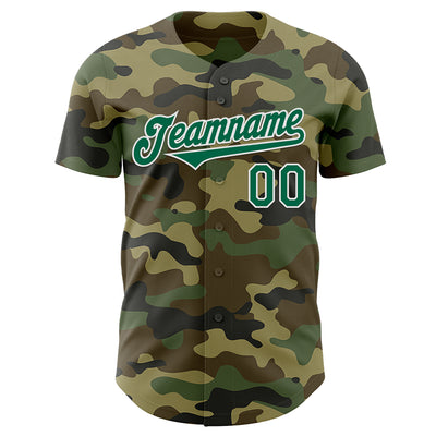 Custom Camo Kelly Green-White Authentic Salute To Service Baseball Jersey