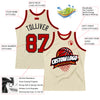 Custom Cream Red-Black Authentic Throwback Basketball Jersey