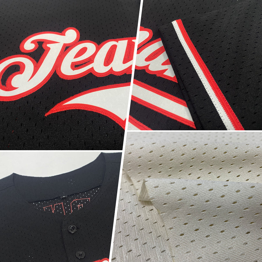 Custom Cream Royal-Black Mesh Authentic Throwback Baseball Jersey