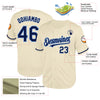 Custom Cream Navy-Light Blue Mesh Authentic Throwback Baseball Jersey