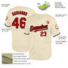 Custom Cream Red-Black Mesh Authentic Throwback Baseball Jersey