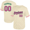 Custom Cream Pink-Kelly Green Mesh Authentic Throwback Baseball Jersey