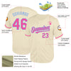 Custom Cream Pink-Light Blue Mesh Authentic Throwback Baseball Jersey