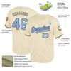 Custom Cream Light Blue-Steel Gray Mesh Authentic Throwback Baseball Jersey