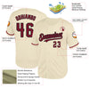 Custom Cream Crimson-Black Mesh Authentic Throwback Baseball Jersey