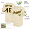 Custom Cream Navy-Gold Mesh Authentic Throwback Baseball Jersey