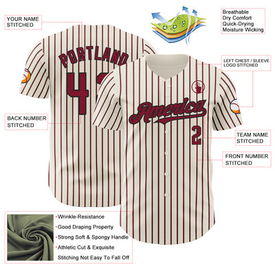 Custom Cream (Black Crimson Pinstripe) Crimson-Black Authentic Baseball Jersey