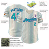 Custom Cream (Purple Aqua Pinstripe) Aqua-Purple Authentic Baseball Jersey