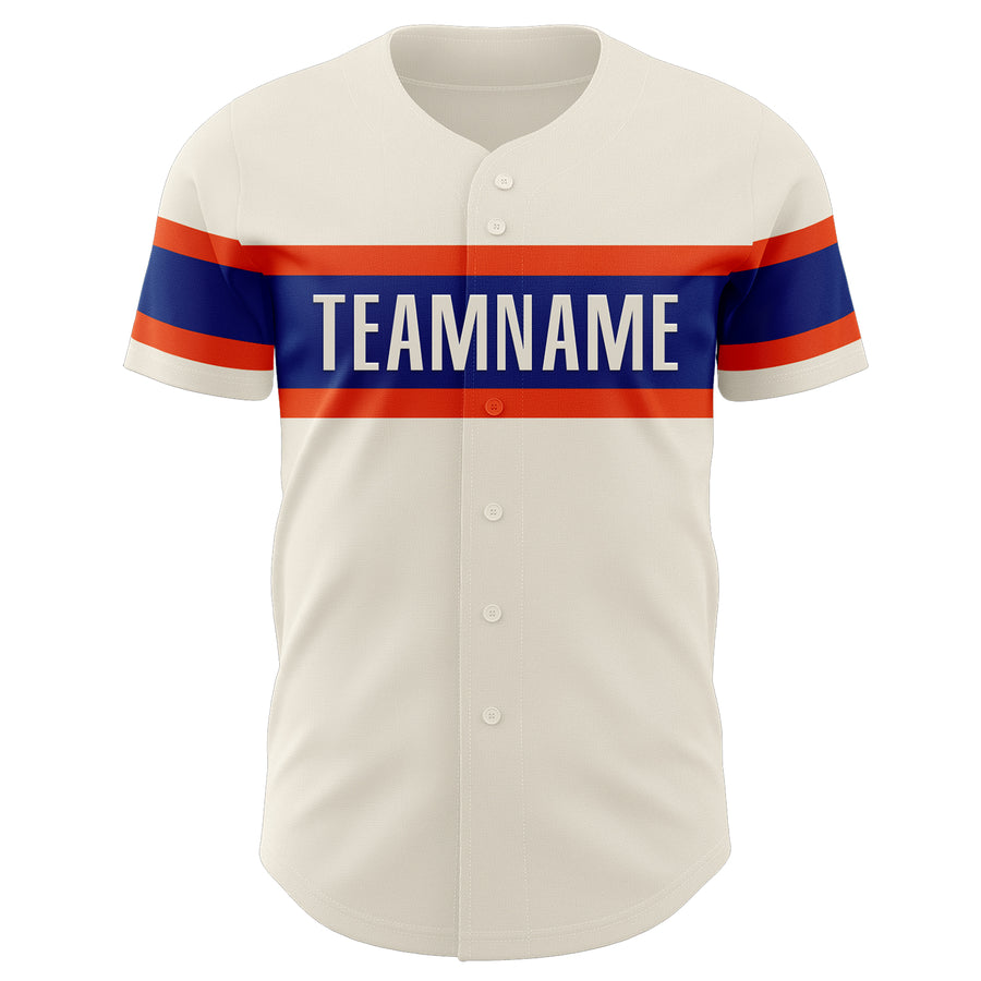 Custom Cream Orange-Royal Authentic Baseball Jersey