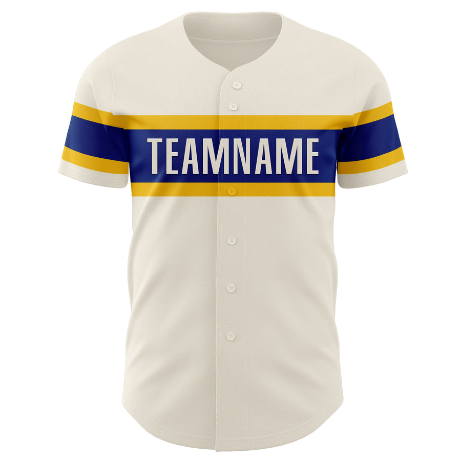 Custom Cream Royal-Yellow Authentic Baseball Jersey