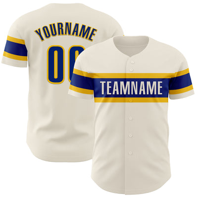 Custom Cream Royal-Yellow Authentic Baseball Jersey