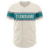 Custom Cream Teal-Gray Authentic Baseball Jersey