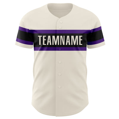 Custom Cream Purple-Black Authentic Baseball Jersey