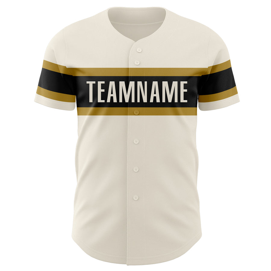 Custom Cream Black-Old Gold Authentic Baseball Jersey