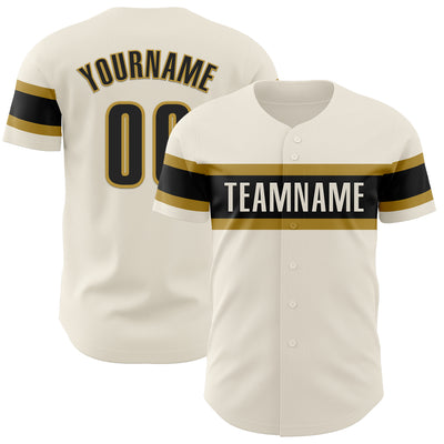 Custom Cream Black-Old Gold Authentic Baseball Jersey