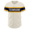 Custom Cream Navy-Gold Authentic Baseball Jersey