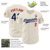 Custom Cream Navy-Red Authentic Baseball Jersey