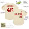 Custom Cream Red Mesh Authentic Throwback Baseball Jersey