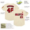 Custom Cream Red-Navy Mesh Authentic Throwback Baseball Jersey