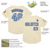 Custom Cream Light Blue-Navy Mesh Authentic Throwback Baseball Jersey