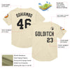 Custom Cream Black Mesh Authentic Throwback Baseball Jersey