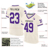 Custom Cream Purple-Gray Mesh Authentic Throwback Football Jersey