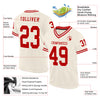 Custom Cream Red-White Mesh Authentic Throwback Football Jersey