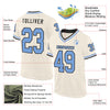 Custom Cream Light Blue Black-White Mesh Authentic Throwback Football Jersey