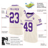 Custom Cream Purple-White Mesh Authentic Throwback Football Jersey