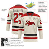 Custom Cream Red-Black Hockey Lace Neck Jersey