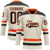 Custom Cream Black-Orange Hockey Lace Neck Jersey