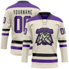 Custom Cream Purple-Black Hockey Lace Neck Jersey