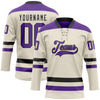 Custom Cream Purple-Black Hockey Lace Neck Jersey