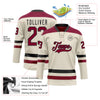 Custom Cream Maroon-Black Hockey Lace Neck Jersey