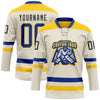 Custom Cream Royal-Yellow Hockey Lace Neck Jersey