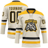 Custom Cream Black-Gold Hockey Lace Neck Jersey