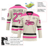 Custom Cream Pink-Black Hockey Lace Neck Jersey