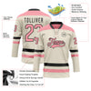 Custom Cream Medium Pink-Black Hockey Lace Neck Jersey