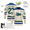 Custom Cream Green-Royal Hockey Lace Neck Jersey