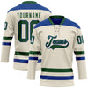 Custom Cream Green-Royal Hockey Lace Neck Jersey